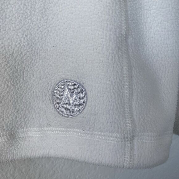 Marmot Womens White full zip fleece jacket pockets Thumb Holes Polartec Size Med - Picture 7 of 12